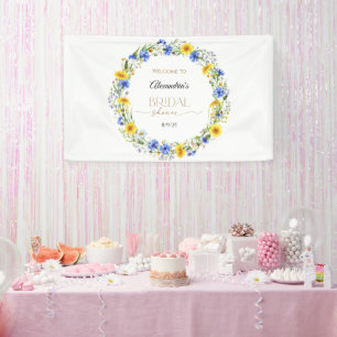 Blue Yellow Lavender Wildflower Wreath Welcome Banner