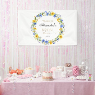 Blue Yellow Lavender Wildflower Wreath Welcome Banner