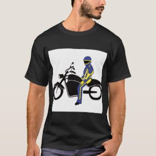 Blue & Yellow Leathers at a Motorcycle Race T-Shirt