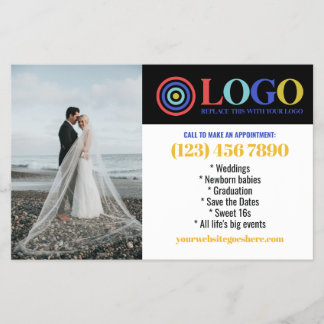 Blue Yellow Logo Photos Promo Small Business Flyer
