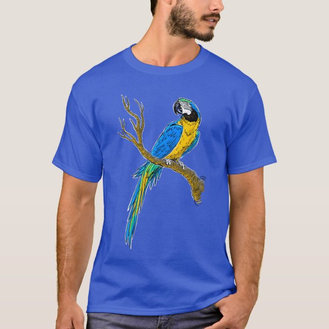 blue yellow macaw bird vintage T-Shirt (Front)