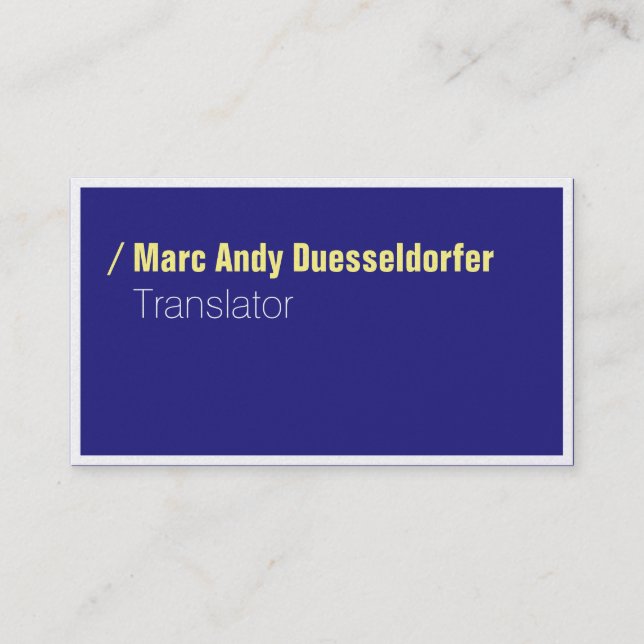 Blue Yellow Modern Business Cards (Front)