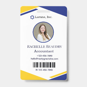 Blue & Yellow Modern Business ID Card Badge