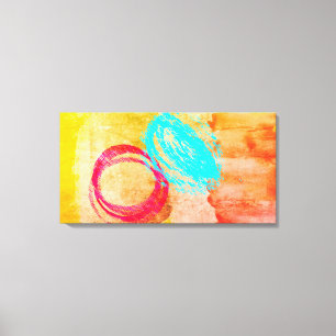 Blue Yellow Modern Stretched Canvas Print Wall Art