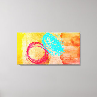 Blue Yellow Modern Stretched Canvas Print Wall Art