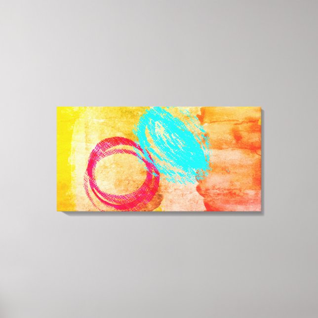 Blue Yellow Modern Stretched Canvas Print Wall Art (Front)