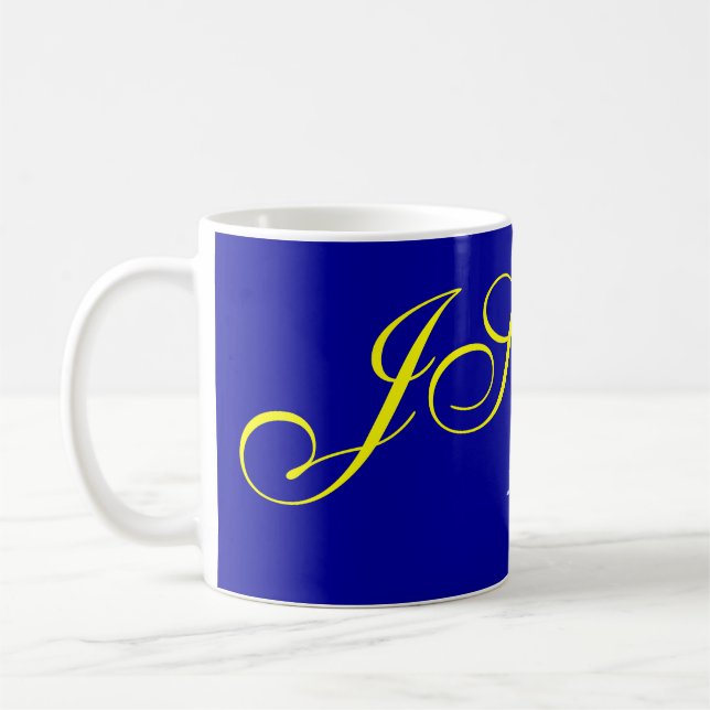 Blue Yellow Monogram Consultant Coffee Mug (Left)