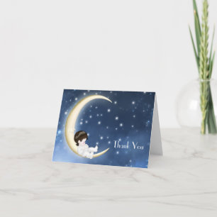 Blue Yellow Moon Baby Merci Cartes