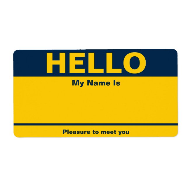 Blue Yellow Name Tag - Label (Front)