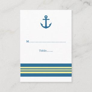 Blue Yellow Nautical Anchor Wedding Place Cards