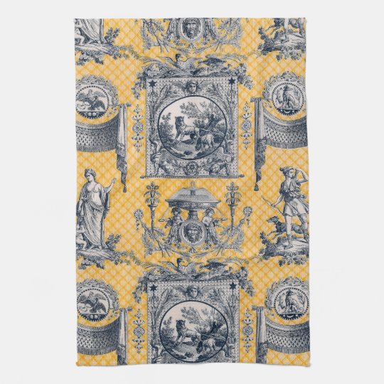 blue and yellow kitchen towels