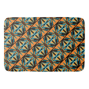 Blue Yellow Orange Decorative Mosaic Bath Mat