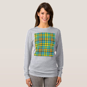Blue Yellow Orange Plaid Tartan Design  T-Shirt