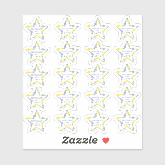 Blue & Yellow Original Buttons Star Handmade  (Sheet)