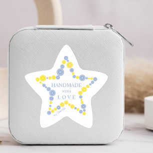 Blue & Yellow Original Buttons Star Handmade  Sticker