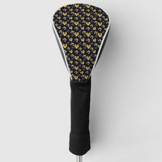 blue yellow Owls Golf Head Cover (Front)