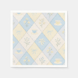 Blue & Yellow Patchwork Pattern Cute Baby Shower Napkin