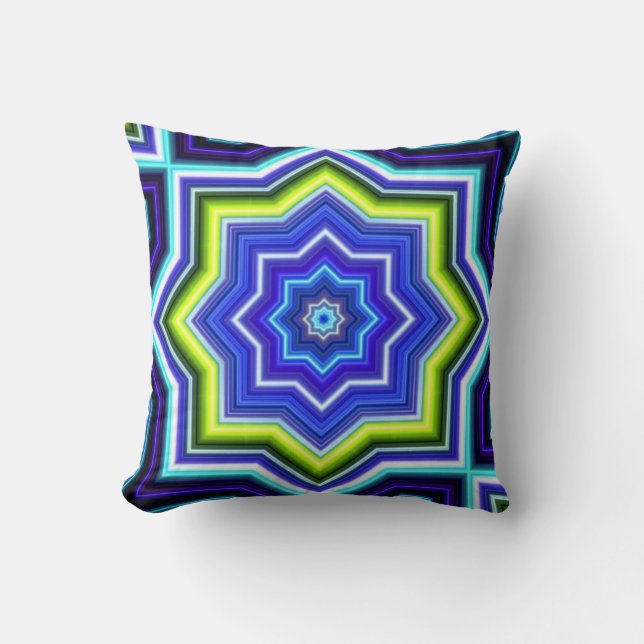Blue & Yellow Pattern Throw Pillow (Front)