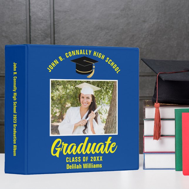 Blue Yellow Personalized Graduation Photo Album Binder (Creator Uploaded)