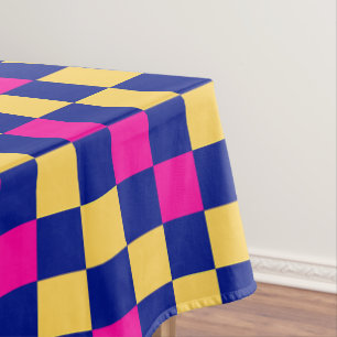 Blue Yellow Pink Chequered Pattern Design  Tablecloth