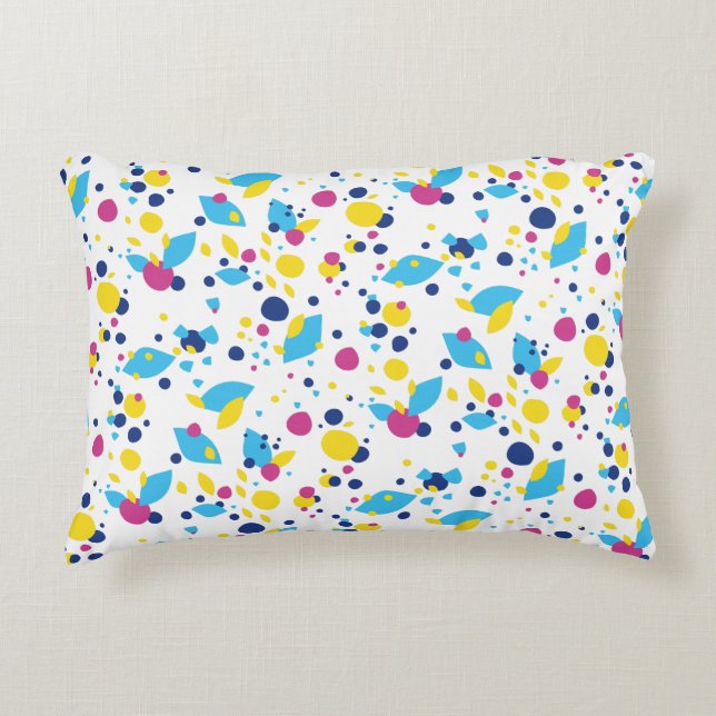 Blue Yellow Pink Fun Flow Abstract Pattern Modern Accent Pillow (Front)