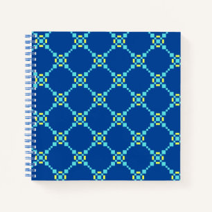 Blue & Yellow Pixelated Pattern Notebook