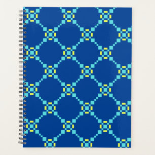 Blue & Yellow Pixelated Pattern Planner