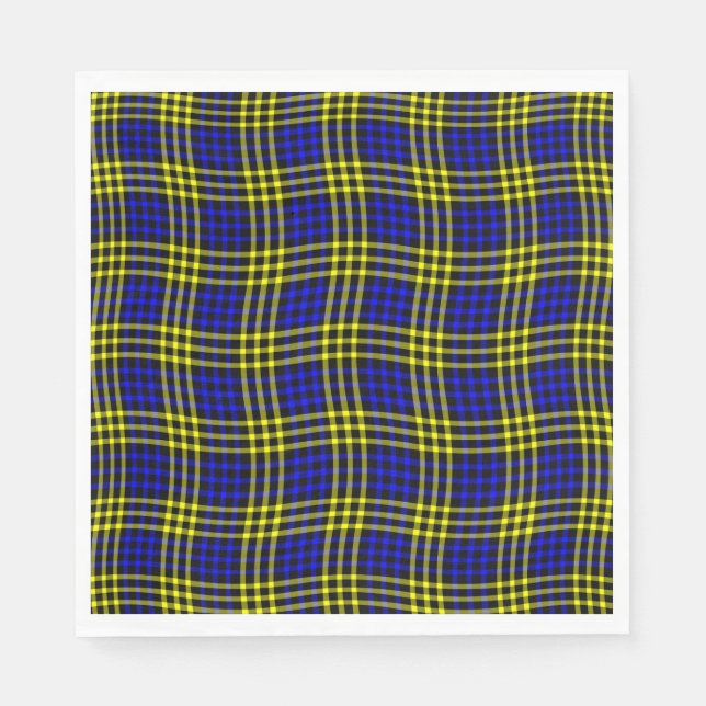 Blue Yellow Plaid Checker Seamless Pattern Napkin (Front)