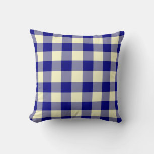 Blue Yellow Plaid Chequered Pattern Throw Pillow