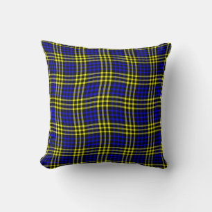 Blue Yellow Plaid Chequered Seamless Pattern Throw Pillow