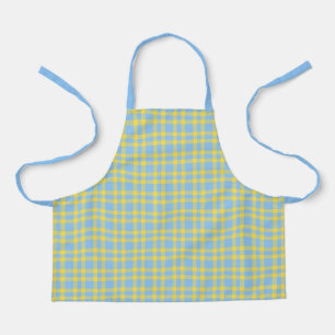 Blue Yellow Plaid Pattern Apron