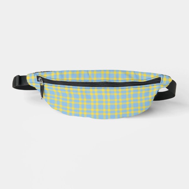 Blue Yellow Plaid Pattern Fanny Pack (Front)
