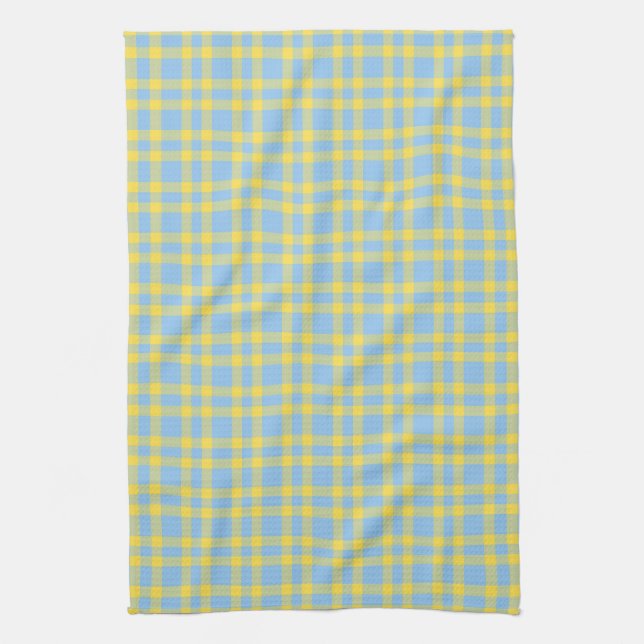 Blue Yellow Plaid Pattern Kitchen Towel (Vertical)