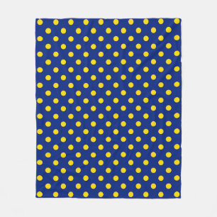 Blue Yellow Polka Dots Design Fleece Blanket