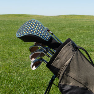 Blue + Yellow Polka Dots w/ White Stars Pattern Golf Head Cover
