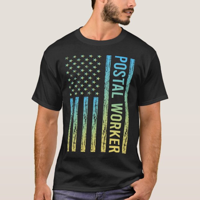 Blue Yellow Postal Worker T-Shirt (Front)