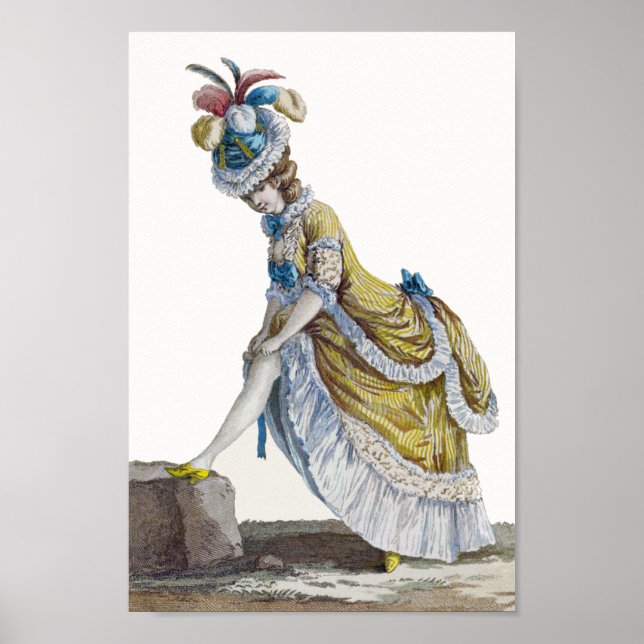Blue & Yellow Pretty French Regency Fashion Poster (Front)