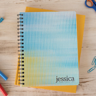 Blue Yellow Prismatic Glass Modern Typography Notebook
