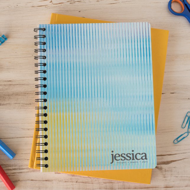 Blue Yellow Prismatic Glass Modern Typography Notebook (Creator Uploaded)