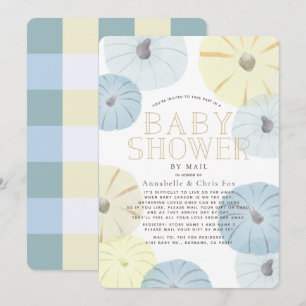 Blue & Yellow Pumpkin Boy Baby Shower by Mail Invitation