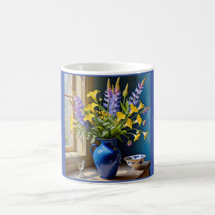 Blue Yellow Purple Bouquet Art Coffee Mug