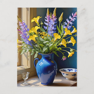 Blue Yellow Purple Bouquet Art Postcard