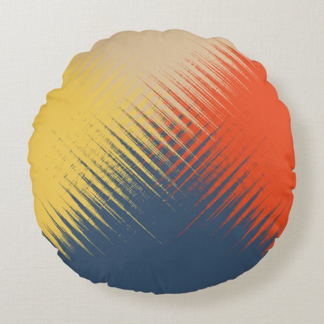 Blue Yellow Red Cream Round Pillow (Front)