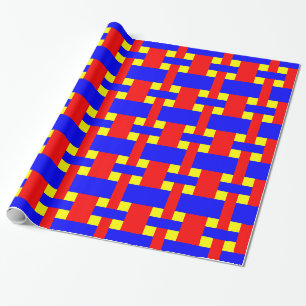 Blue, Yellow & Red Flannel Stripes Wrapping Paper