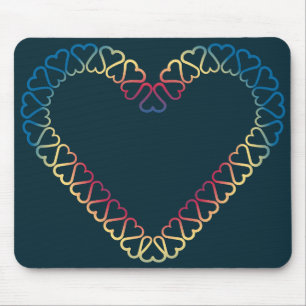 blue yellow red  heart on mouse pad