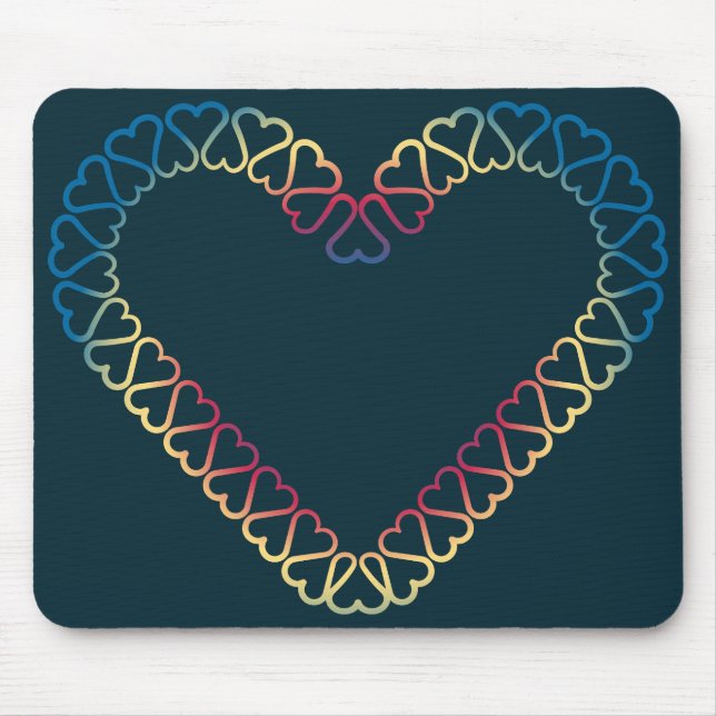 blue yellow red  heart on mouse pad (Front)