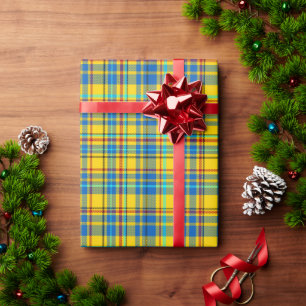 Blue, Yellow, Red Plaid Chequered pattern, Tartan Wrapping Paper