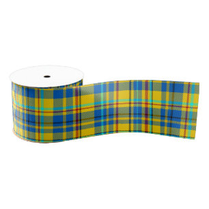 Blue, Yellow, Red Plaid Chequered pattern, Ukraine Grosgrain Ribbon