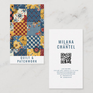 Blue Yellow Red Quilt Patchwork Handmade Clothing Business Card