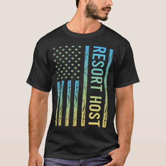 Blue Yellow Resort Host T-Shirt (Front)